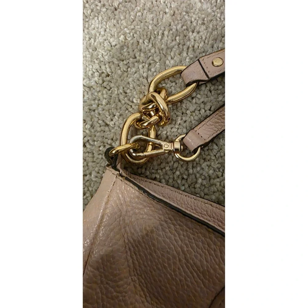 Hobo Bag Michael Kors Pebbled Leather Gold Hardware Womens Pink 35S6GEQL3L